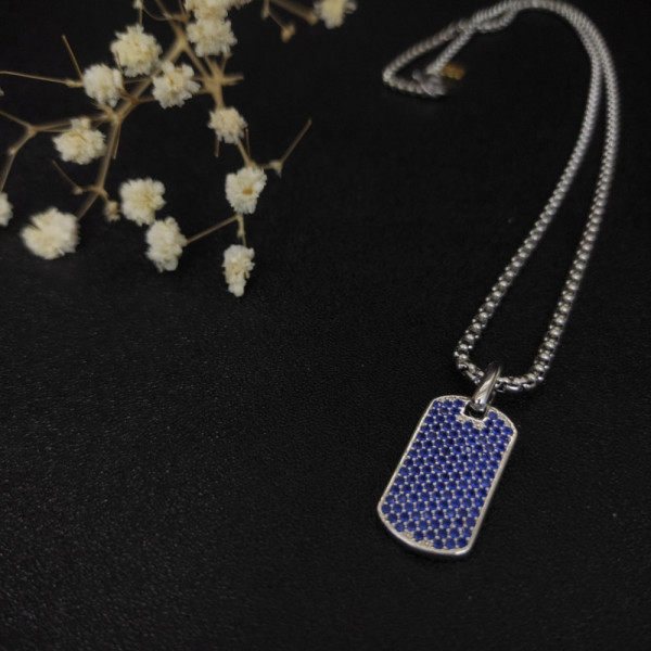 David Yurman Fully Pav&Atilde;&copy; Blue Diamond Tag Necklace
