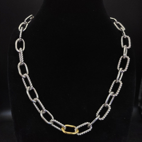 David Yurman Silver and Gold Madison Chain Necklace