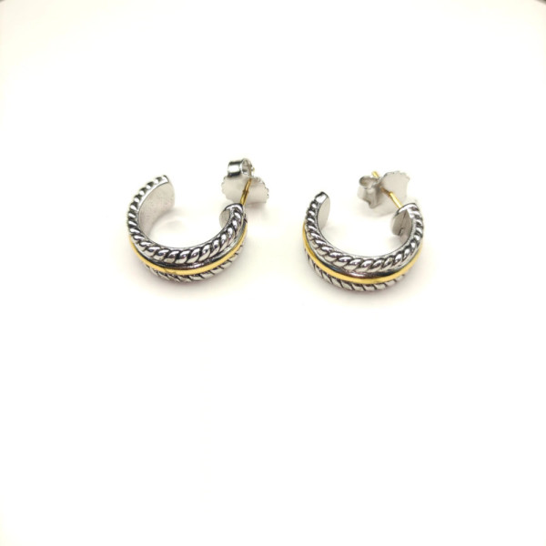 David Yurman 15.6mm Gold and Silver Half Hoop Earrings