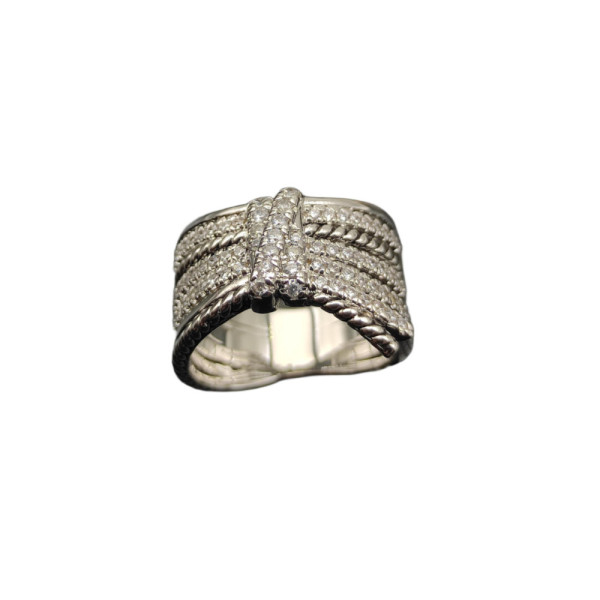 David Yurman Silver Pav&Atilde;&copy; Diamond Bow Ring