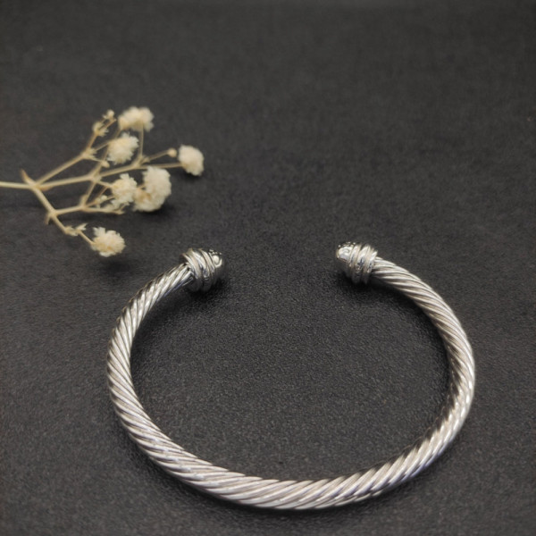 David Yurman 5mm Half-Pav&Atilde;&copy; Cable Cuff Bracelet White Diamonds