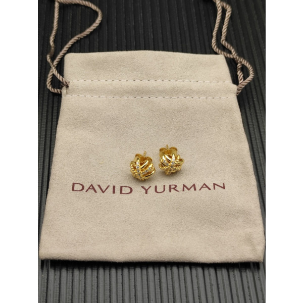 David Yurman Gold 11mm Pav&Atilde;&copy; Cross Stud Earrings