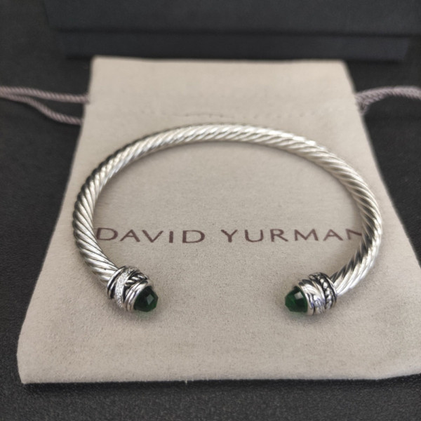 David Yurman 5mm Cable Classics Rotating Deep Green Diamond Cuff Bracelet