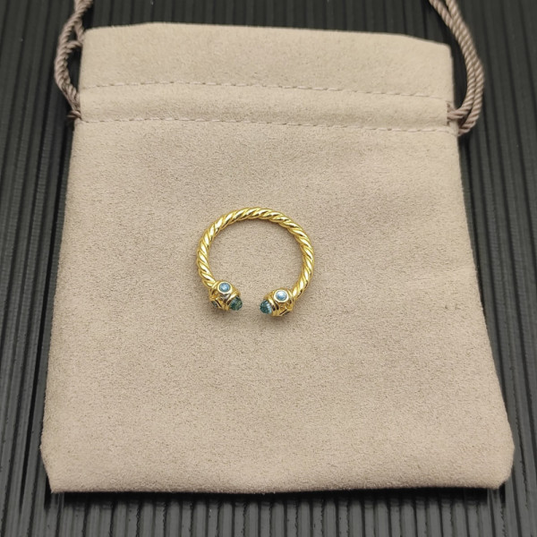 David Yurman 2.3mm Gold Renaissance Blue Diamond Pav&Atilde;&copy; Ring