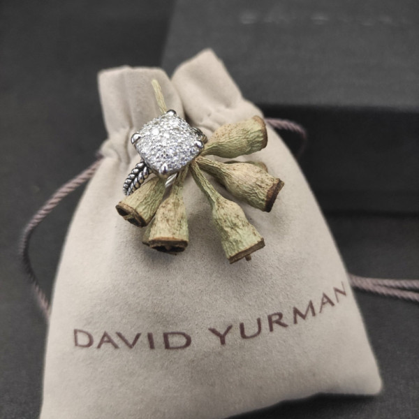 David Yurman Four-Prong Pav&Atilde;&copy; Diamond Ring Silver