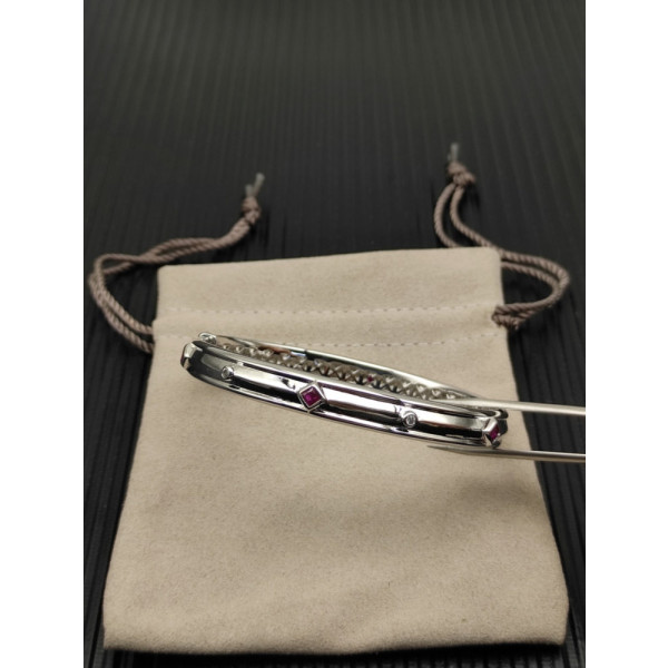 David Yurman 8mm Silver Pav&Atilde;&copy; Red Diamond Renaissance Band Bracelet