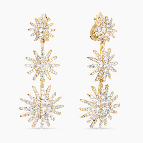 David Yurman Gold Triple Sunflower Earrings, 51mm Length