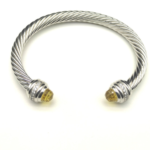 David Yurman 7mm Yellow Diamond-Set Cable Cuff Bracelet