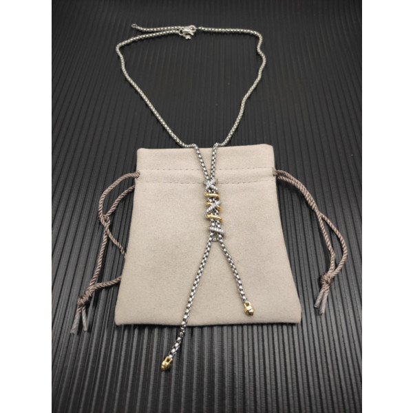 David Yurman Helena Y Necklace with Chain Silver and Gold