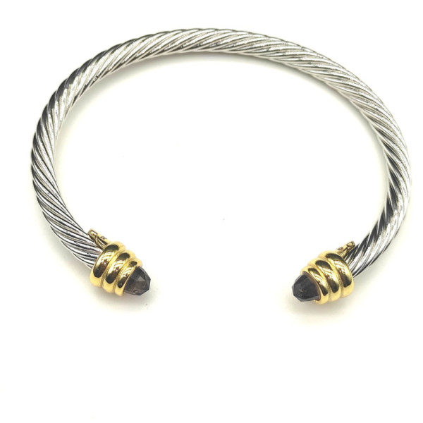 David Yurman 5mm Gold Cable Bracelet with Purple Diamonds