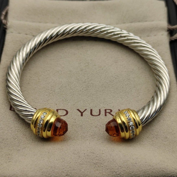 David Yurman 7mm Gold Champagne Diamond Head Gemstone Bracelet, Fits Wrist Sizes 16&acirc;20cm