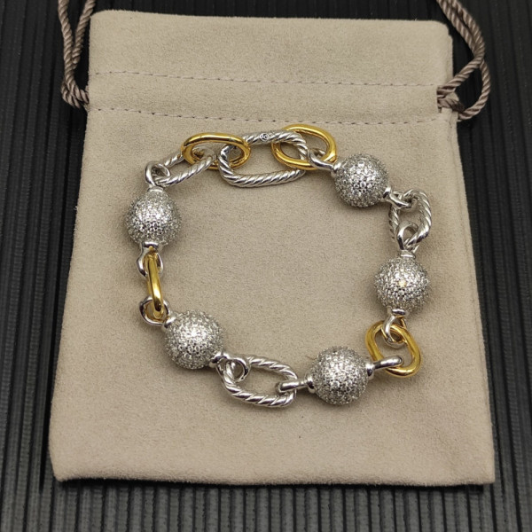 David Yurman Gold and Silver Madison Pav&Atilde;&copy; Bead Bracelet