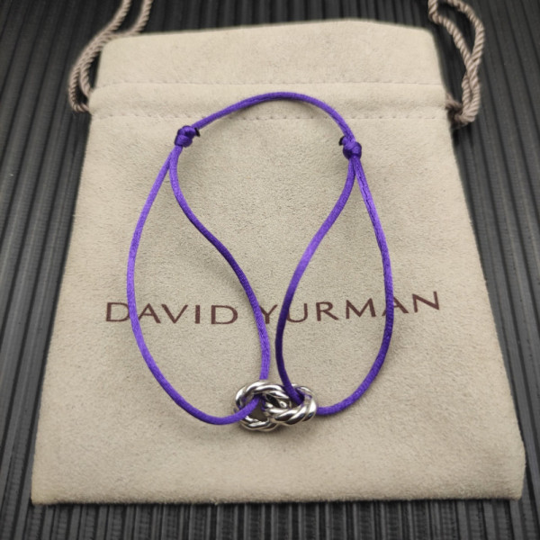 David Yurman Purple Double Ring Sterling Silver Nylon Cord Bracelet