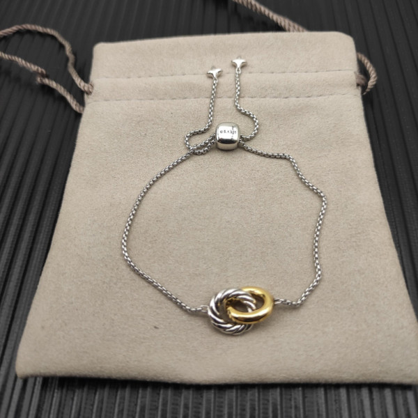David Yurman Gold and Silver 15mm Cable Double Loop Bracelet
