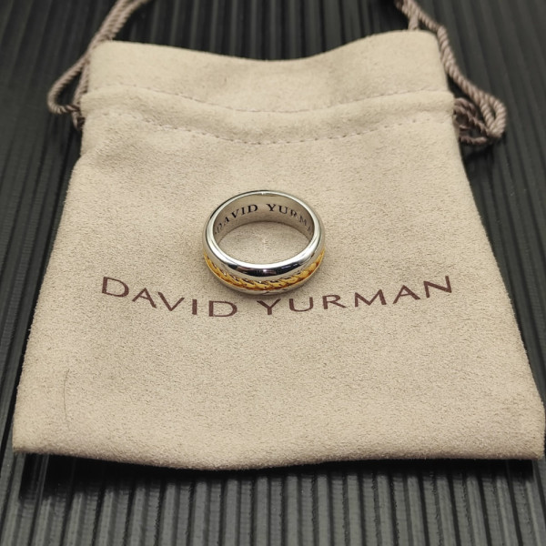 David Yurman Gold and Silver Cable Plain Ring