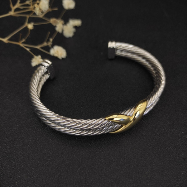 David Yurman 10mm Cable Cuff Bracelet with Single X Station Accent