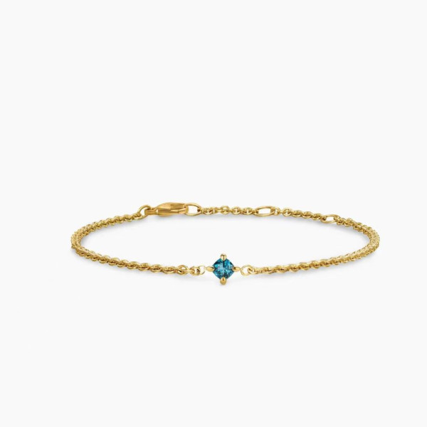 David Yurman 4mm Gold Single Stone Deep Blue Diamond Bracelet