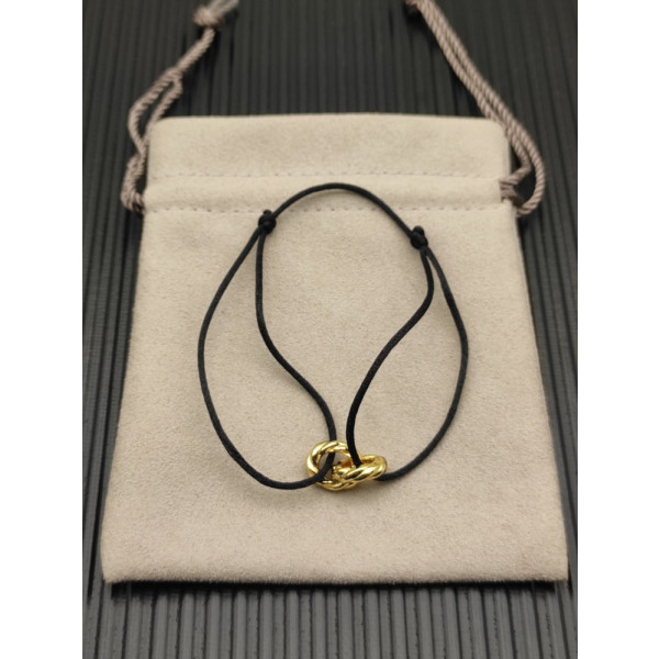 David Yurman Black Double Ring Gold Nylon Cord Bracelet