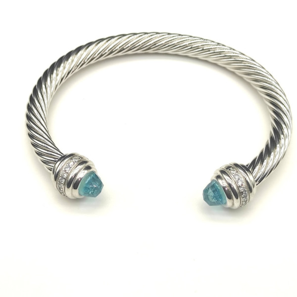 David Yurman 7mm Cable Bracelet with Blue Pav&Atilde;&copy; End Caps