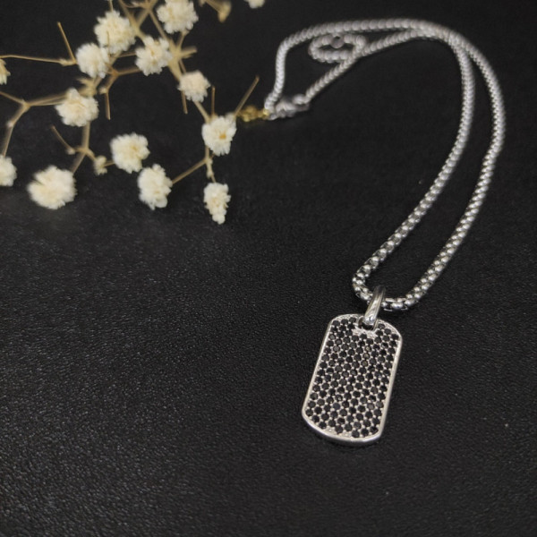 David Yurman Pav&Atilde;&copy; Black Diamond Tag Necklace