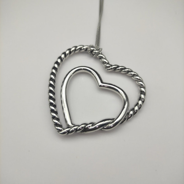 David Yurman 38mm Double Heart Silver Necklace