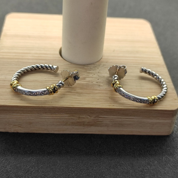 David Yurman Gold and Silver Gold Wire Wrapped Earrings