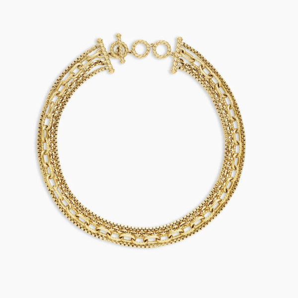 David Yurman Gold 29mm Multi-Row Chain Necklace
