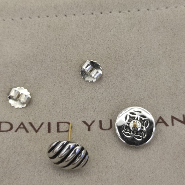 David Yurman Silver 14mm Cable Spiral Stud Earrings