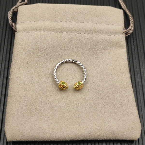 David Yurman 2.3mm Gold and Silver Renaissance Green Diamond Pav&Atilde;&copy; Ring
