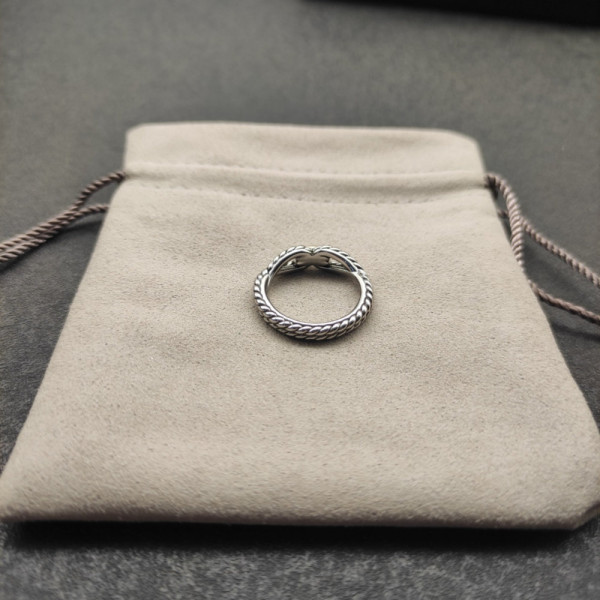David Yurman Gold and Silver Horizontal Cable Twist Ring