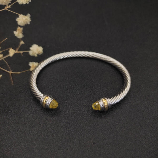 David Yurman 5mm Double End Cap Yellow Diamond Cable Bracelet