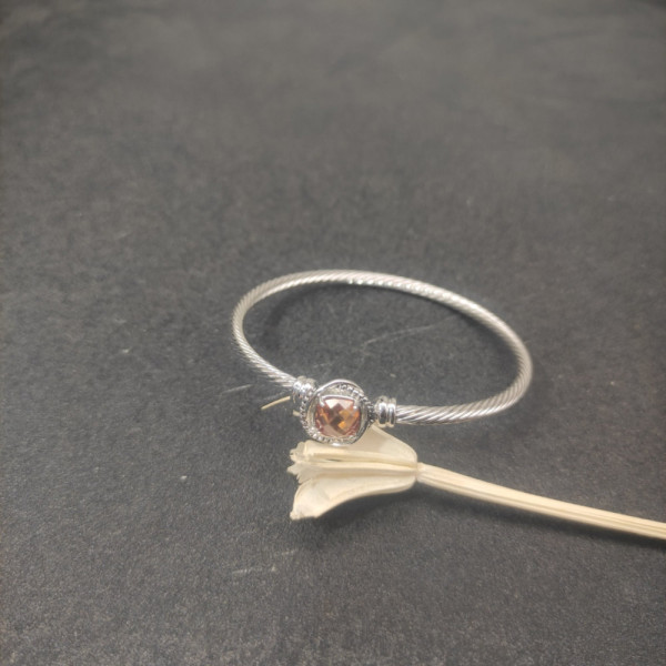 David Yurman 3mm Cable Classic Four-Point Champagne Diamond Cuff Bracelet