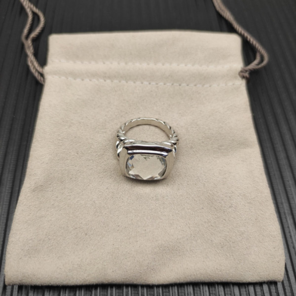 David Yurman Silver 14mm Square Pav&Atilde;&copy; White Diamond Ring