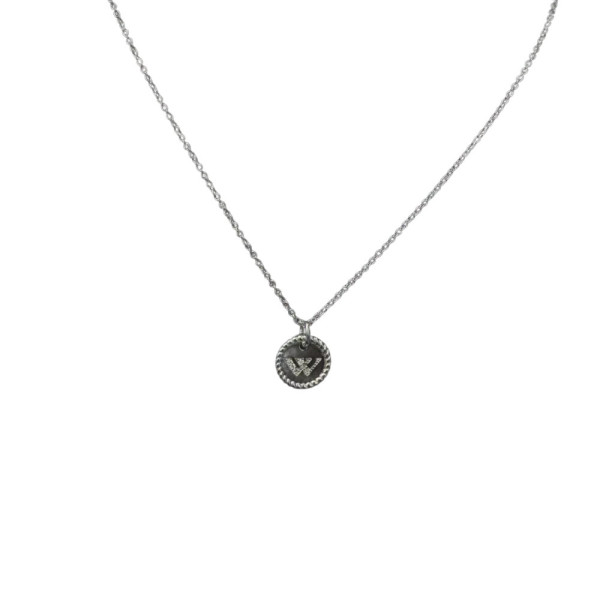 David Yurman Silver Diamond Letter W Round Pendant Necklace, Length 42cm + 3cm + 3cm