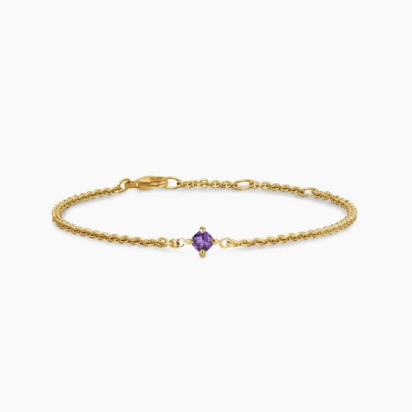 David Yurman 4mm Gold Single Stone Purple Diamond Bracelet