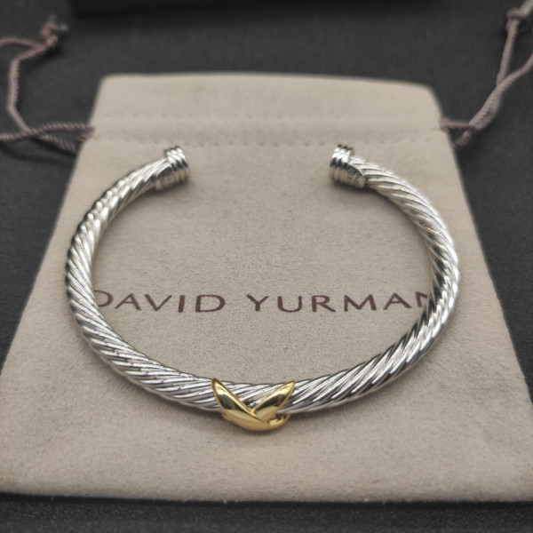 David Yurman 5mm Cable Cuff Bracelet with Single X Station Accent