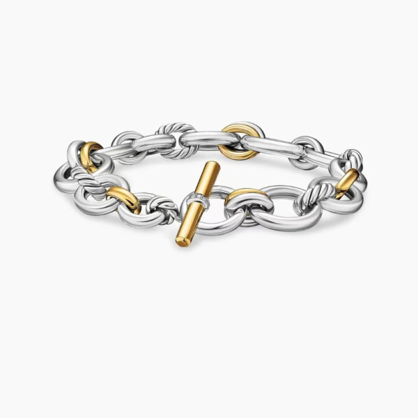 David Yurman 8mm Gold and Silver Mercer Multi-Ring Bracelet