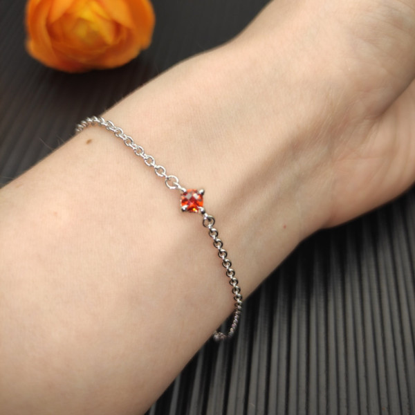 David Yurman 4mm Sterling Silver Single Stone Red Diamond Bracelet