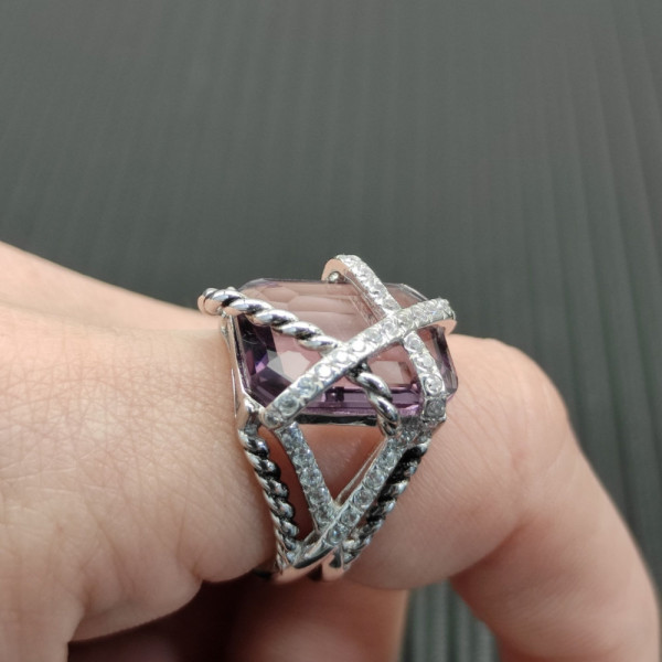 David Yurman Purple Amethyst Bezel Gemstone Ring
