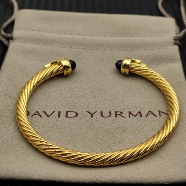 David Yurman Gold 5mm Five-Row Cable Bracelet with Black Pav&Atilde;&copy; Diamonds