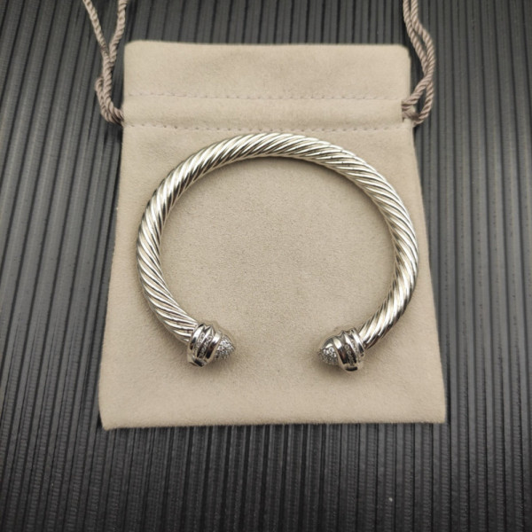 David Yurman 7mm Sterling Silver Oval Pav&Atilde;&copy; Cable Cuff Bracelet