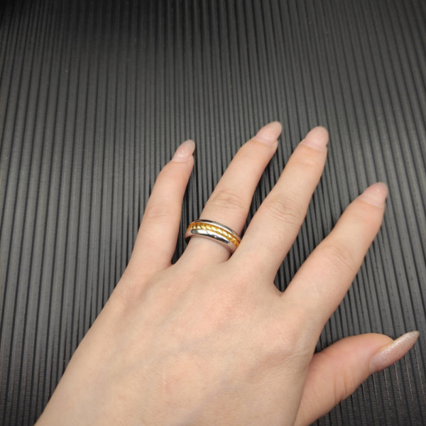 David Yurman Gold and Silver Cable Plain Ring