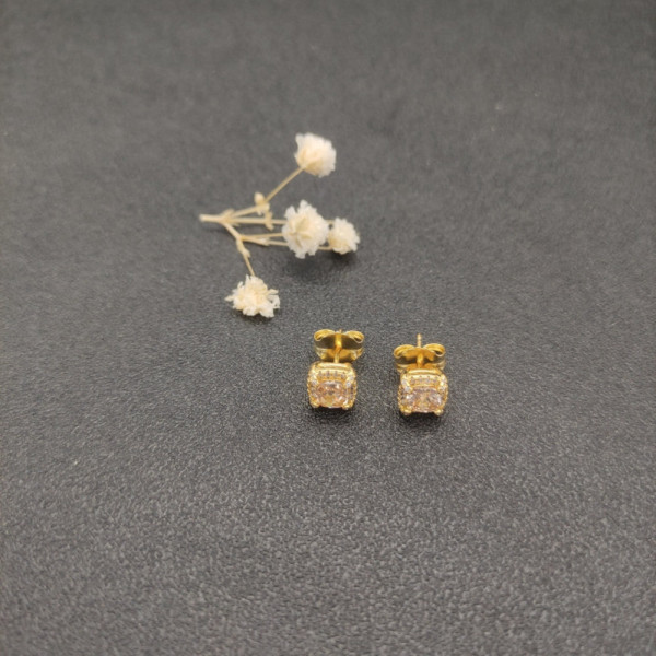 David Yurman 5mm Four-Prong Gold-Set Stud Earrings with Champagne Center Stone and Diamond Accents