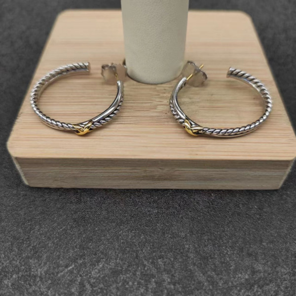 David Yurman X Cable Hoop Earrings Silver