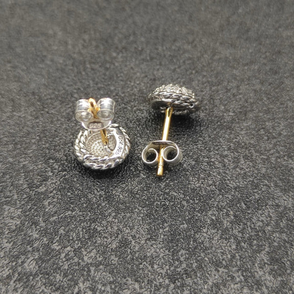 David Yurman 8.6mm Round Silver Pav&Atilde;&copy; Diamond Stud Earrings