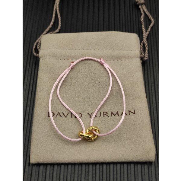David Yurman Pink Double Ring Gold Nylon Cord Bracelet