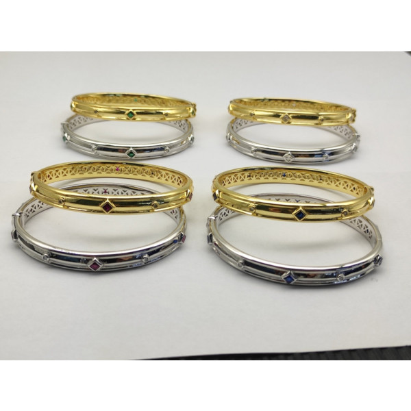 David Yurman 8mm Silver Pav&Atilde;&copy; Green Diamond Renaissance Band Bracelet