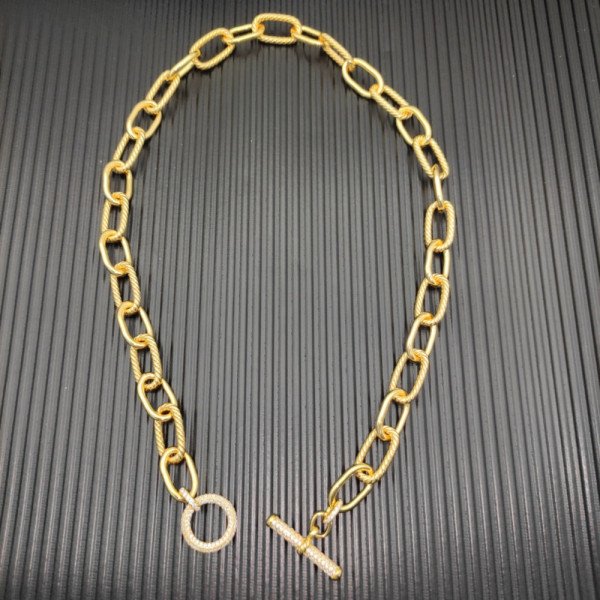 David Yurman 11mm Gold Pav&Atilde;&copy; Twisted Cable Rotating Clasp Necklace