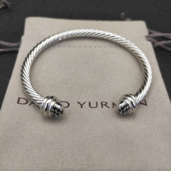 David Yurman 5mm Half-Pav&Atilde;&copy; Cable Cuff Bracelet Black Diamonds