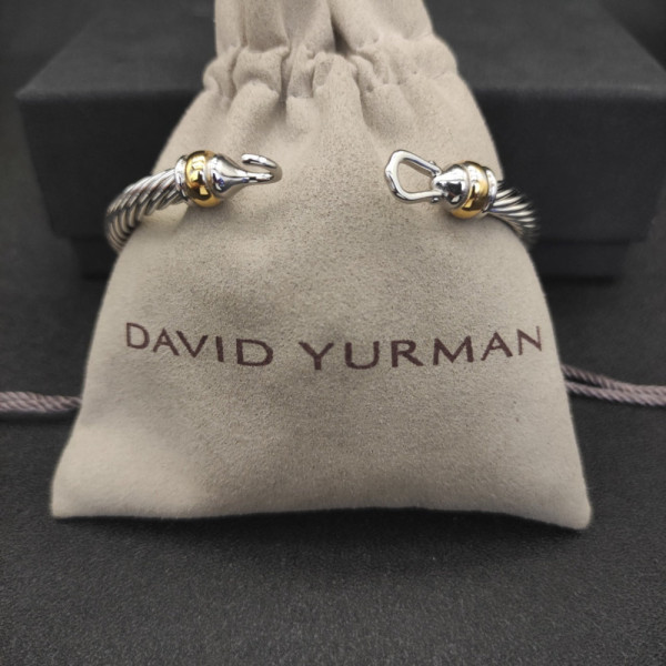 David Yurman 5mm Gold and Silver Hook-End Cable Cuff Bracelet